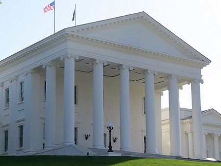 Photo of the Virginia Capitol Building reflective in the sunlight